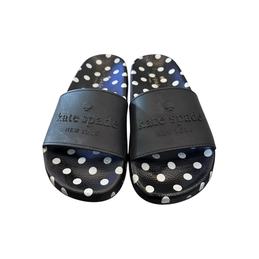 Kate Spade Sunny Black White Polka Dot Slide Sandals Womens 7B EU 37.5 - Picture 5 of 7